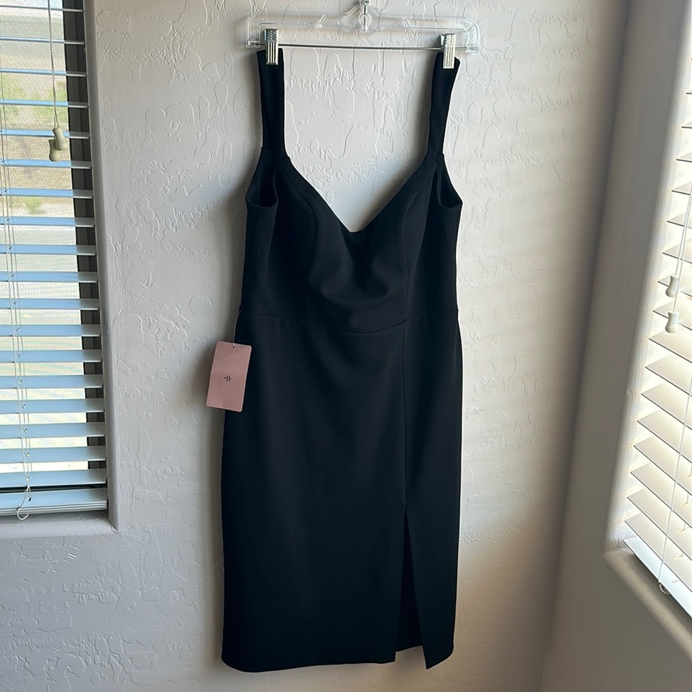 BHLDN stretch crepe midi dress with side slit